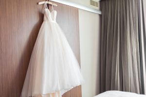 Hotel Room Lighting of Wedding Dress