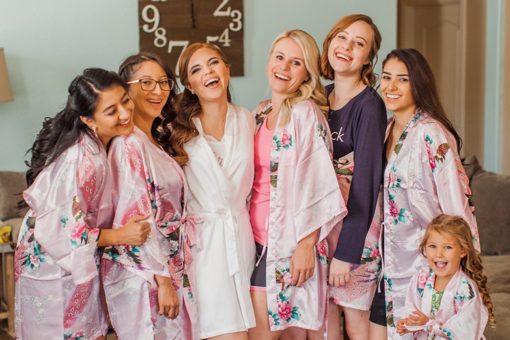 Bride and Bridesmaids getting ready