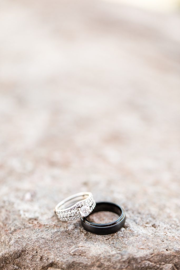 Wedding Rings on Rock at La Mariposa Tucson Arizona